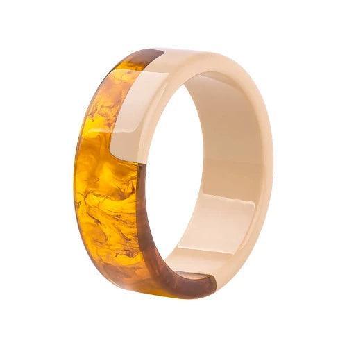 Transparent Two Tone Wide Acrylic Resin Bangle - SHExFAB