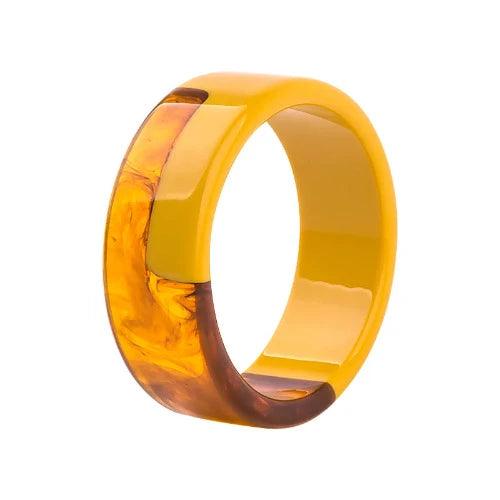 Transparent Two Tone Wide Acrylic Resin Bangle - SHExFAB