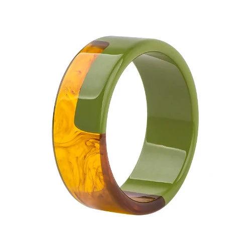 Transparent Two Tone Wide Acrylic Resin Bangle - SHExFAB