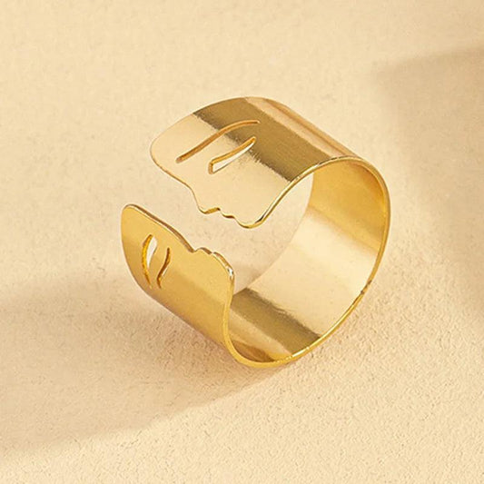 Trendy Hammered Adjustable Kissing Ring - SHExFAB