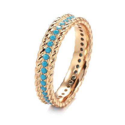 Turquoise Zircon Thin Band Ring - SHExFAB