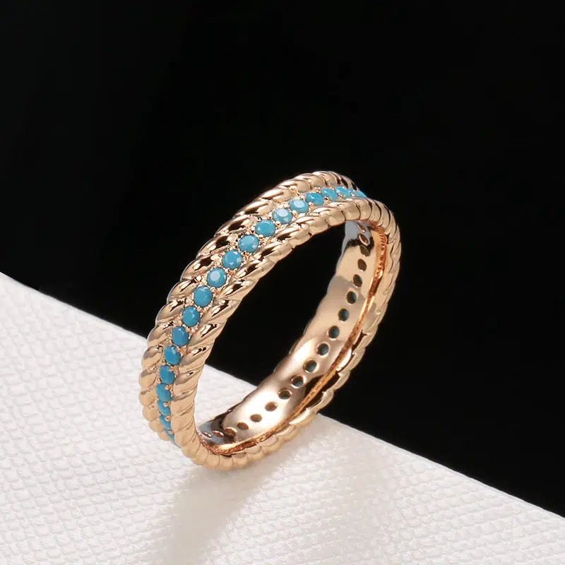 Turquoise Zircon Thin Band Ring - SHExFAB