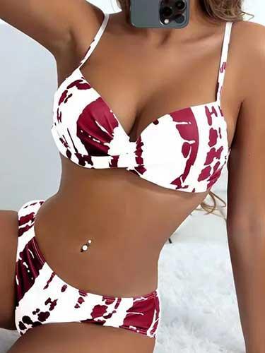 Twist Front Push Up Padded Bikini Sets - SHExFAB