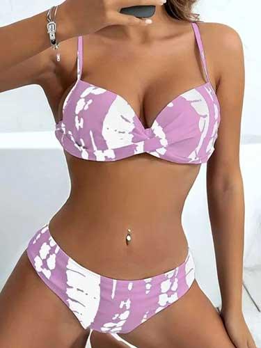 Twist Front Push Up Padded Bikini Sets - SHExFAB