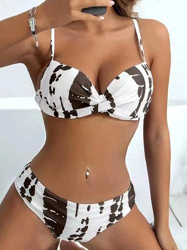 Twist Front Push Up Padded Bikini Sets - SHExFAB