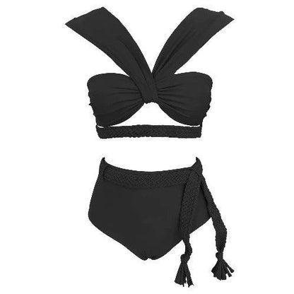 Twisted Cut Out Push Up Bra Two Piece Bikini Set - SHExFAB