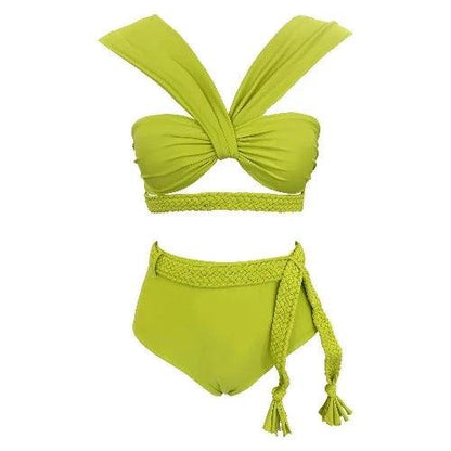 Twisted Cut Out Push Up Bra Two Piece Bikini Set - SHExFAB