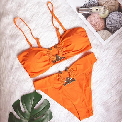 Two Piece High Waist O - Ring Bikini Set - SHExFAB