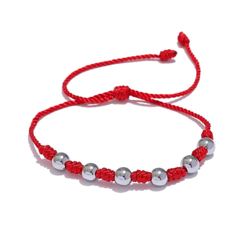 Unisex Beads Red Braided Rope Bracelet - SHExFAB