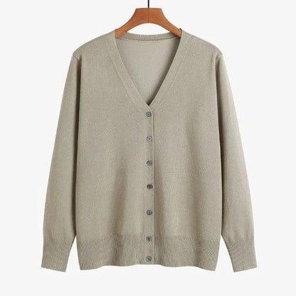 V - Neck Button Up Knitted Cardigan - SHExFAB