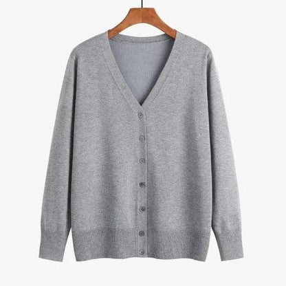 V - Neck Button Up Knitted Cardigan - SHExFAB