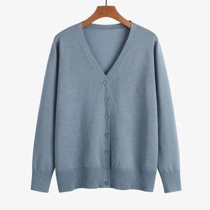 V - Neck Button Up Knitted Cardigan - SHExFAB