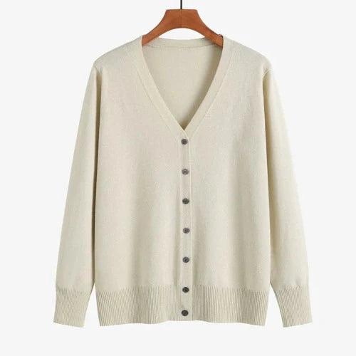 V - Neck Button Up Knitted Cardigan - SHExFAB