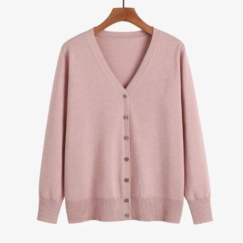 V - Neck Button Up Knitted Cardigan - SHExFAB