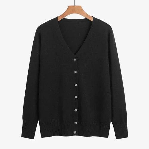 V - Neck Button Up Knitted Cardigan - SHExFAB