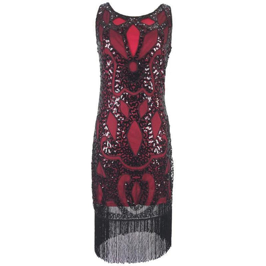 Vintage Beaded Sequin Tassel Flapper Tank Dress - SHExFAB