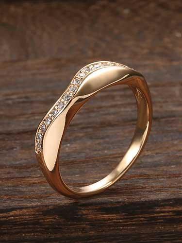 Wave Line Natural Zircon Thin Band Ring - SHExFAB