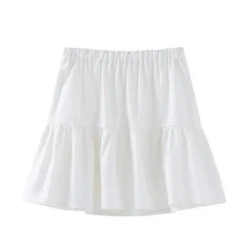 White Cotton Pleated Mini Skirt - SHExFAB