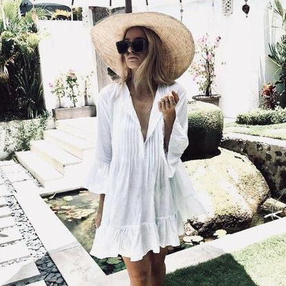 White Swimsuit Cover - Up Dress - SHExFAB