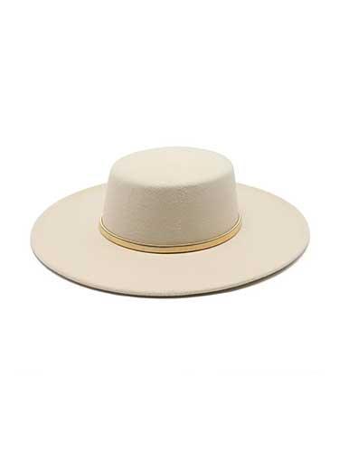 Wide Brim Metal Chain Felt Fedora Hat - SHExFAB