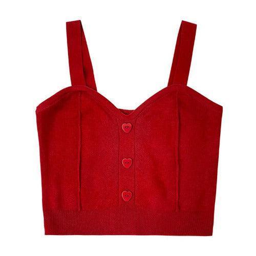 Y2K Vintage Heart Button Crop Top - SHExFAB