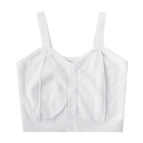 Y2K Vintage Heart Button Crop Top - SHExFAB