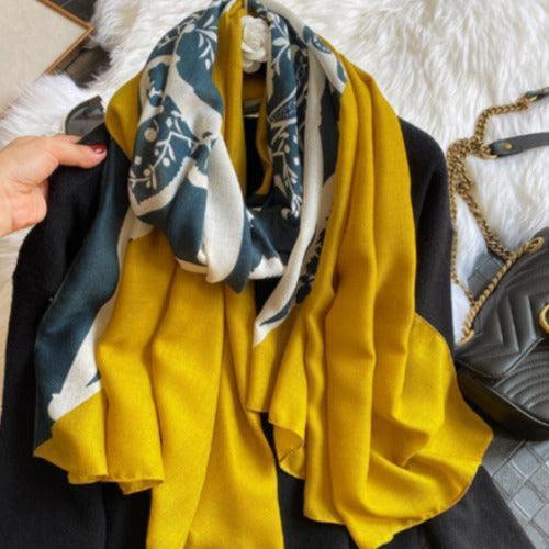 Yellow Leafs Long Scarf - SHExFAB