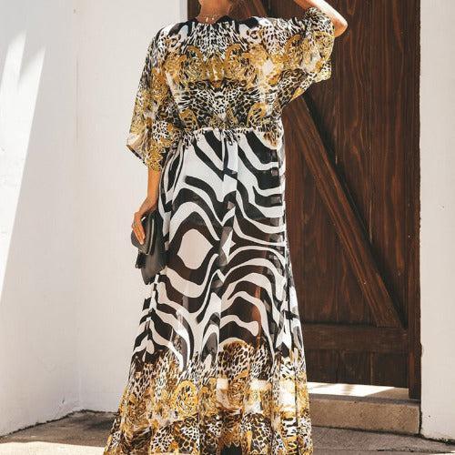 Zebra Print Cover Up Dress Robe - SHExFAB