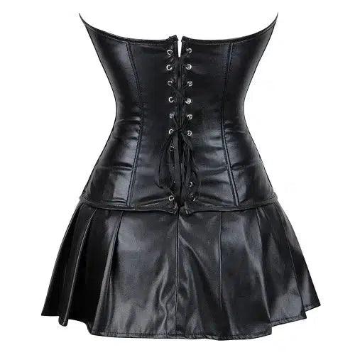 Zipper Faux Leather Corset Dress - SHExFAB