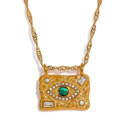 Zircon Eye Square Pendant Necklace - SHExFAB