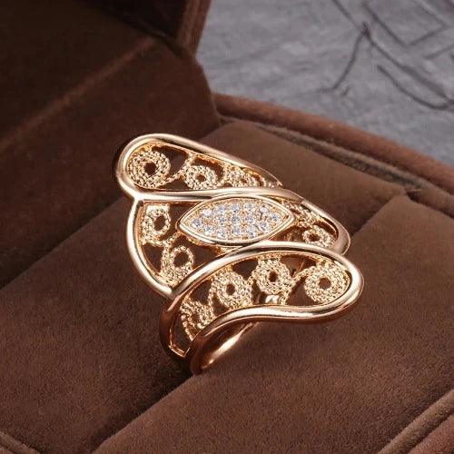 Zircon Sparkle Flower Statement Ring - SHExFAB